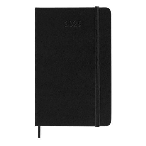 Agenda 2025 Moleskine 12 mois Planner Weekly 7j/1p pocket rigide noir