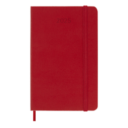 Agenda 2025 Moleskine 12 mois Planner Weekly 7j/1p Pocket rigide rouge écarlate