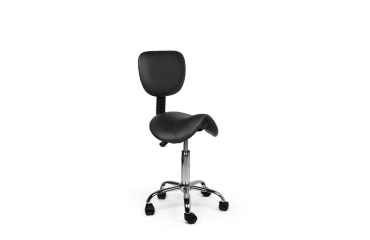 Zadelkruk Office rugleuning laag harde wielen zw
