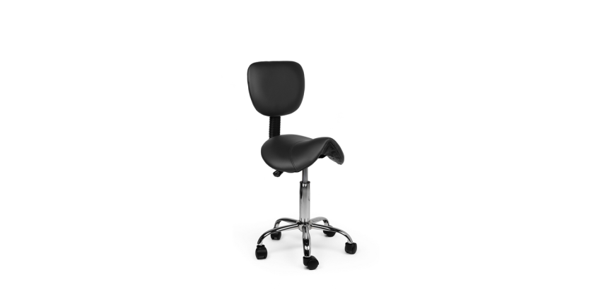 Zadelkruk Office rugleuning laag harde wielen zw