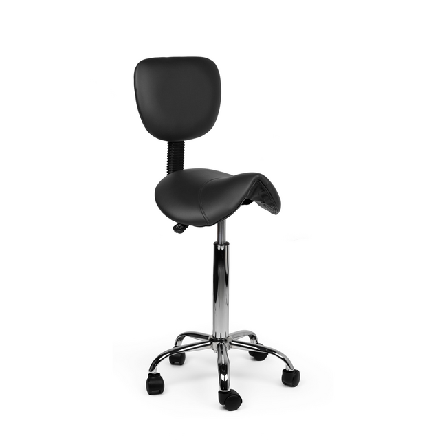 Zadelkruk Office rugleuning medium harde wielen zw