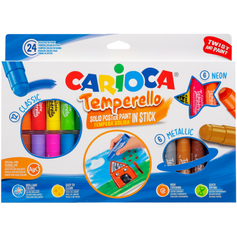 Verfstift Carioca Temperello set à 24 kleuren