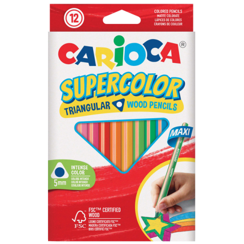 Crayon de couleur Carioca Supercolor Triangular set 12 couleurs