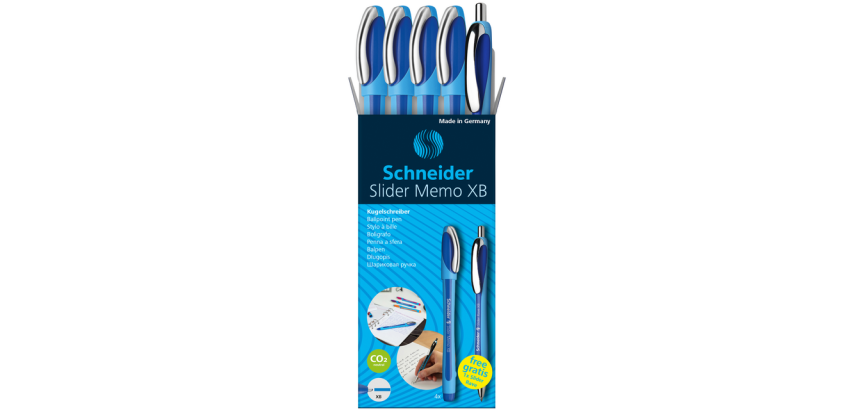 Schneider Slider Memo XB blue ballpoint pen set 4 pieces + 1 free slider