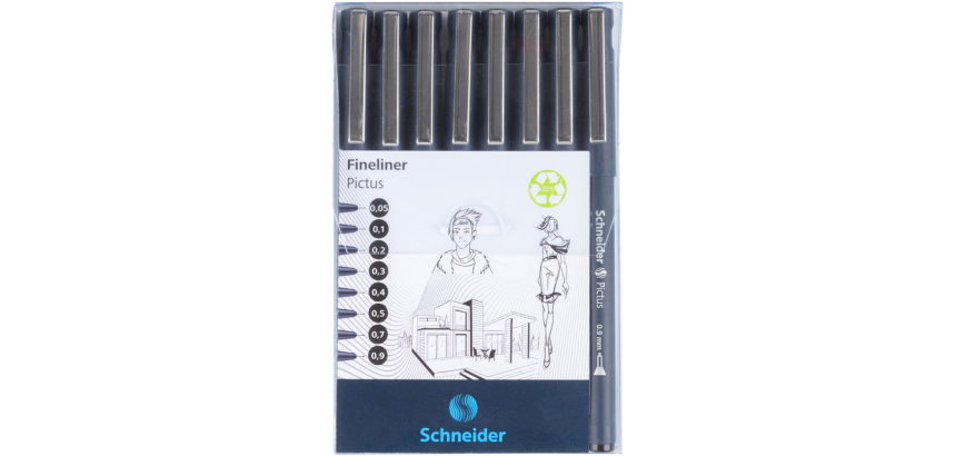 Fineliner Schneider Pictus Schwarz Etui 8 Stück