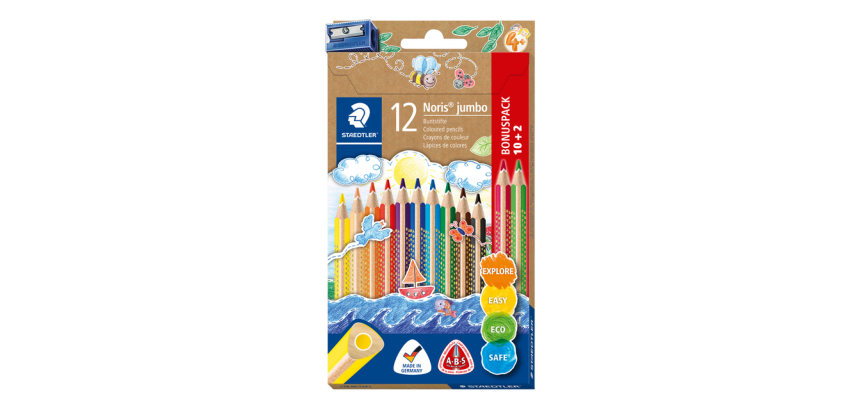 Crayon de couleur Staedtler Noris jumbo set 10+2 couleurs gratuites