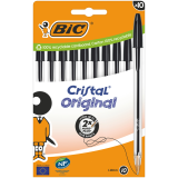 Stylo bille BIC Cristal Medium noir blister 10 pièces