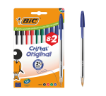 BIC Cristal Medium Blue Ballpoint Pen Blister Pack of 8 + 2 Free