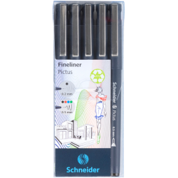 Fineliner Schneider Pictus assorti étui 5 pièces