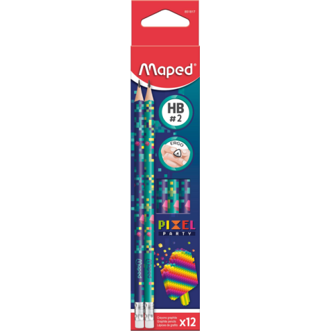 Crayon graphite Maped Pixel Party embout gomme set 12 pièces assorti