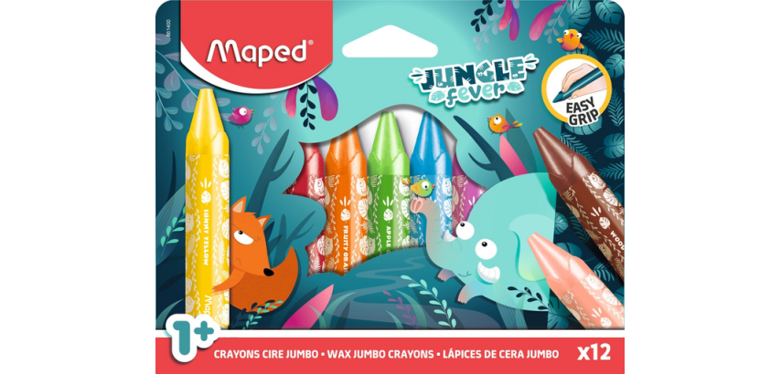Maped Jungle Fever Jumbo Wachsmalstifte Set 12 Farben