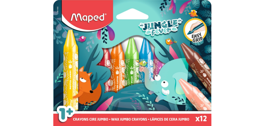 Crayon à la cire Maped Jungle Fever Jumbo set 12 couleurs