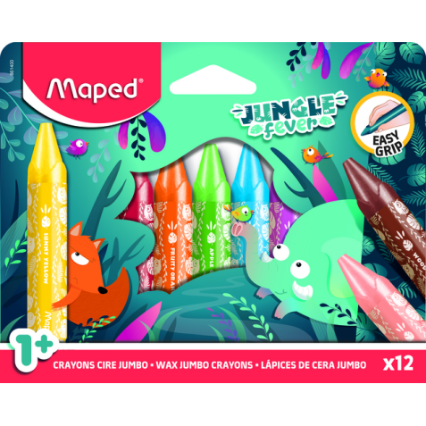 Waskrijt Maped Jungle Fever Jumbo set à 12 kleuren