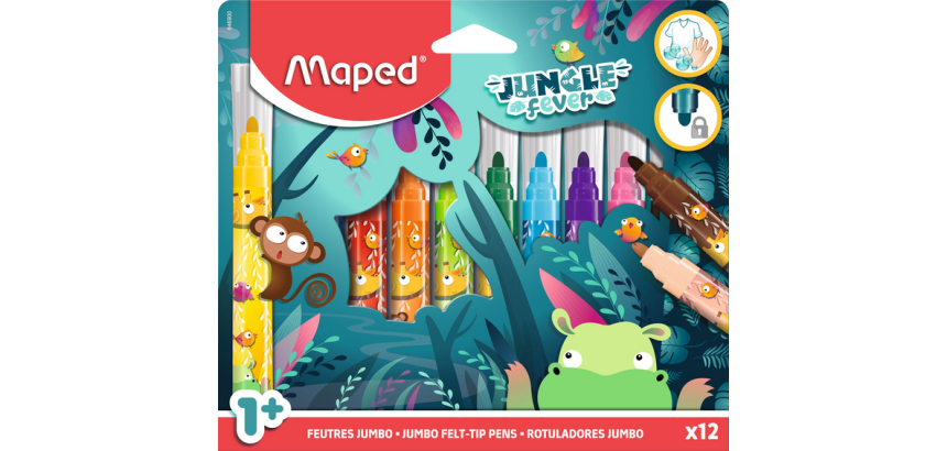 Maped Jungle Fever Jumbo Felt Tip Set 12 Colors