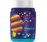 Taille-crayon Maped Pixel Party Connect 2 trous avec gomme présentoir 20 pièces