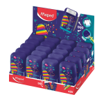 Taille-crayon Maped Pixel Party Connect 2 trous avec gomme présentoir 20 pièces