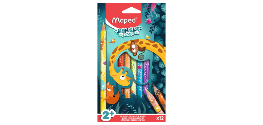 Crayon de couleur Maped Jungle Fever Jumbo set 12 couleurs