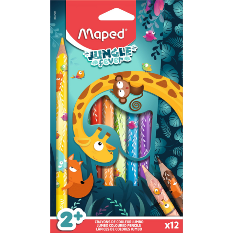 Kleurpotlood Maped Jungle Fever jumbo set à 12 kleuren