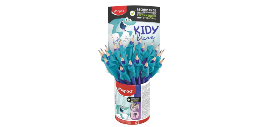 Crayon graphite Maped Jungle Fever embout gomme avec prise Kidy Learn pot 22 pièces bleu