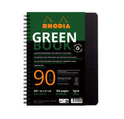 Cahier Rhodia Greenbook A5 ligné 6 trous 180 pages 90 g noir
