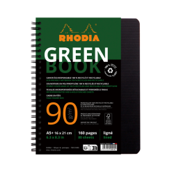 Notitieboek Rhodia Greenbook A5 lijn 6-gaats 180 pagina's 90gr zwart