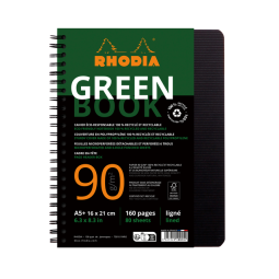 Cahier Rhodia Greenbook A5 ligné 6 trous 180 pages 90 g noir