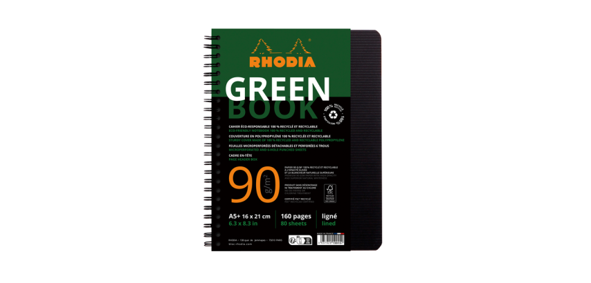 Rhodia Greenbook Heft A5 liniert 6 Löcher 180 Seiten 90 g schwarz