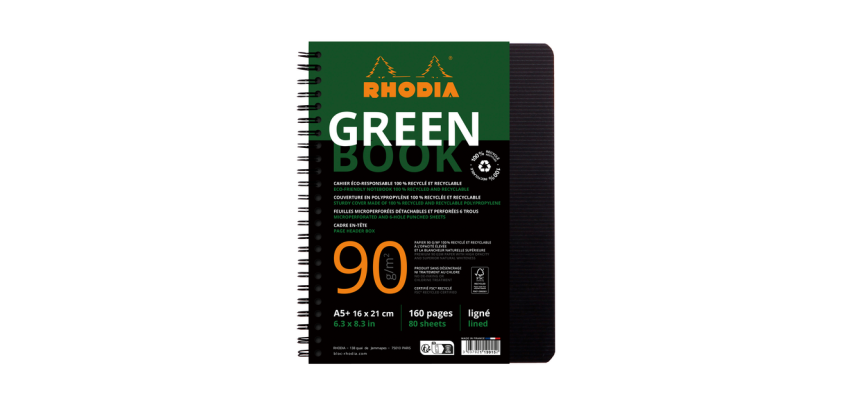 Cahier Rhodia Greenbook A5 ligné 6 trous 180 pages 90 g noir