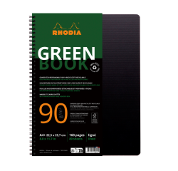 Cahier Rhodia Greenbook A4+ ligné 4 trous 180 pages 90 g noir