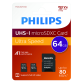 Carte mémoire Philips Micro SDXC Classe 10 UHS-I U1 64Go 2 pièces