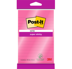 Bloc-mémos 3M Post-it 4645 Super Sticky 101x152mm ligné rose
