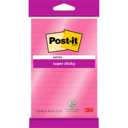 Bloc-mémos 3M Post-it 4645 Super Sticky 101x152mm ligné rose