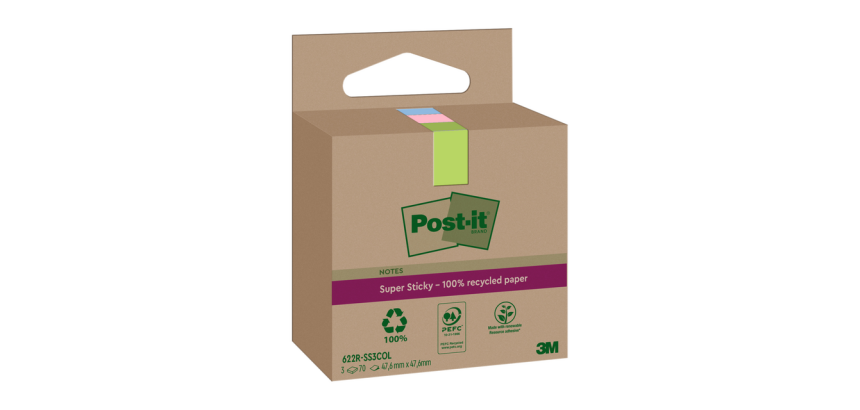 Bloc-mémos 3M post-it 622 RSS3COL 47,6x47,6mm assorti 3 pièces