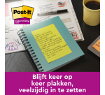Bloc-mémos 3M Post-it XL-LL Super Sticky 101x101mm ligné vert 70 feuilles