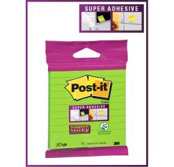 Bloc-mémos 3M Post-it XL-LL Super Sticky 101x101mm ligné vert 70 feuilles