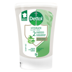 Savon mains Dettol Hydrating Aloe Vera antibactérien 250ml recharge No-Touch