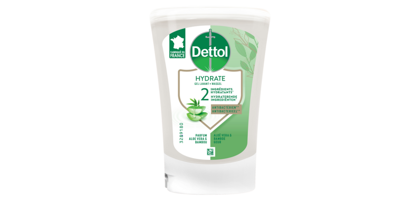 Savon mains Dettol Hydrating Aloe Vera antibactérien 250ml recharge No-Touch