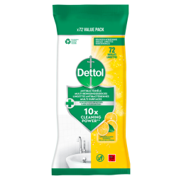 Lingettes multi-surface Dettol antibactérien Citrus 72 pièces