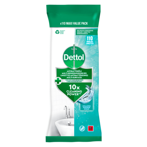 Reinigingsdoekjes Dettol antibacterieël Ocean 110 stuks