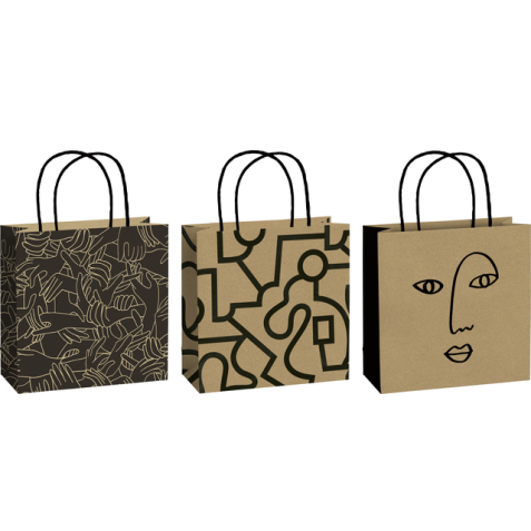 Sac cadeau Stewo Mindful 20x20x8cm set 3 motifs