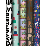 Inpakpapier Stewo Happy Birthday 200x70cm  assorti