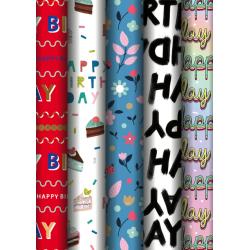 Papier d'emballage Stewo Happy Birthday 200x70cm assorti