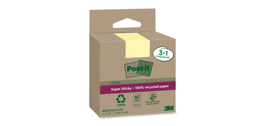 3M Post-it Note Pads 654 RSSCOL 76x76mm Yellow 3+1 Free