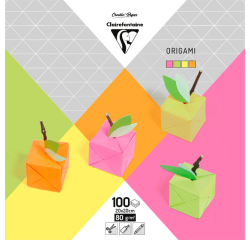 Origami Clairefontaine Neon 20x20cm Set 100 Blätter 80g sortiert