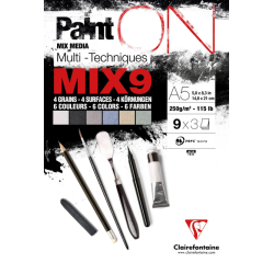 Papier Multi Media Clairefontaine A5 Paint On 27 feuilles 250g assorti
