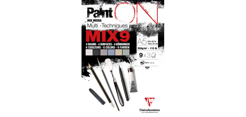 Papier Multi Media Clairefontaine A5 Paint On 27 feuilles 250g assorti