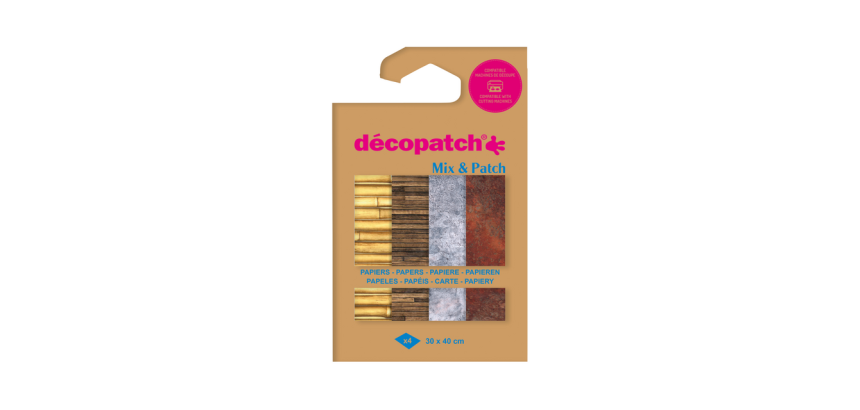 Papier créa Décopatch 30x40cm set 4 feuilles thème Matières