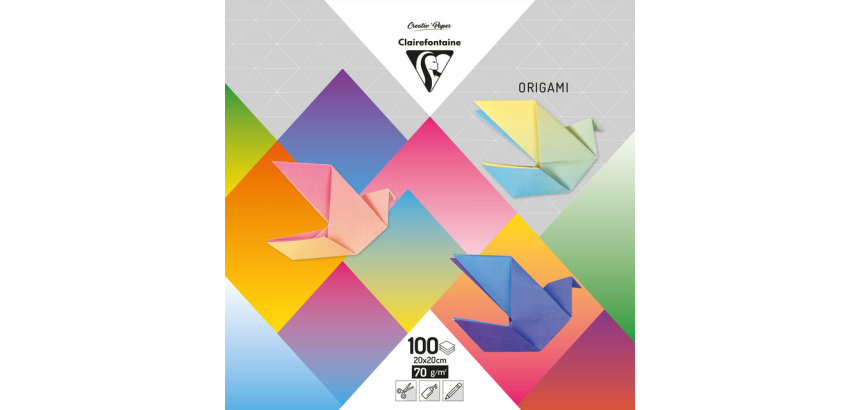 Origami Clairefontaine Gradient 20x20cm set 100 feuilles 70g assorti