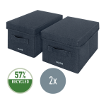 Boîte de rangement Leitz tissu avec couvercle 190x160x285mm gris 2 pièces