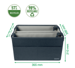 Sac de rangement Leitz tissu 200x210x355mm gris